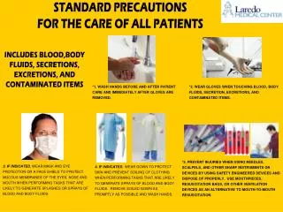 STANDARD PRECAUTIONS FOR THE CARE OF ALL PATIENTS