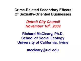 Crime-Related Secondary Effects Of Sexually-Oriented Businesses Detroit City Council