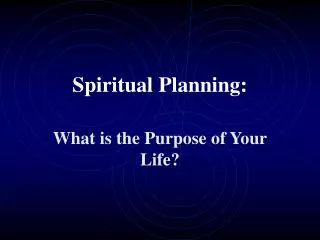 Spiritual Planning: