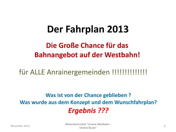 der fahrplan 2013