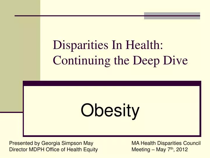 disparities in health continuing the deep dive