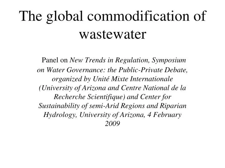 the global commodification of wastewater