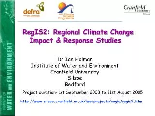 RegIS2: Regional Climate Change Impact &amp; Response Studies