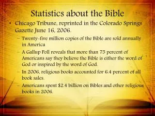 Statistics about the Bible