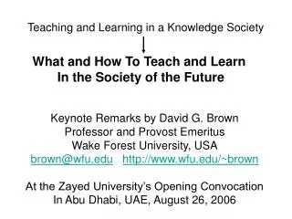 Teaching and Learning in a Knowledge Society