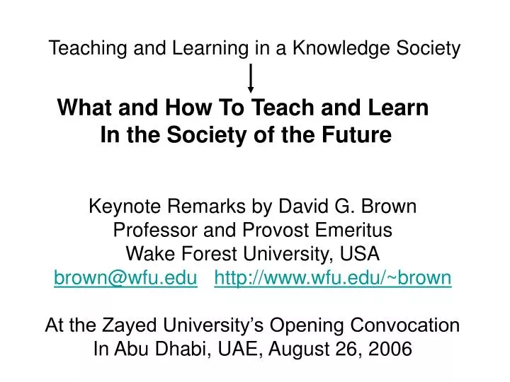 teaching and learning in a knowledge society