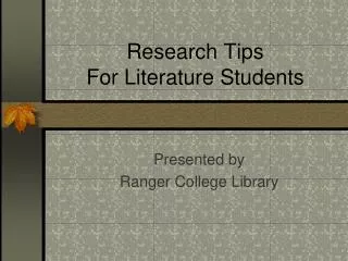 Research Tips For Literature Students