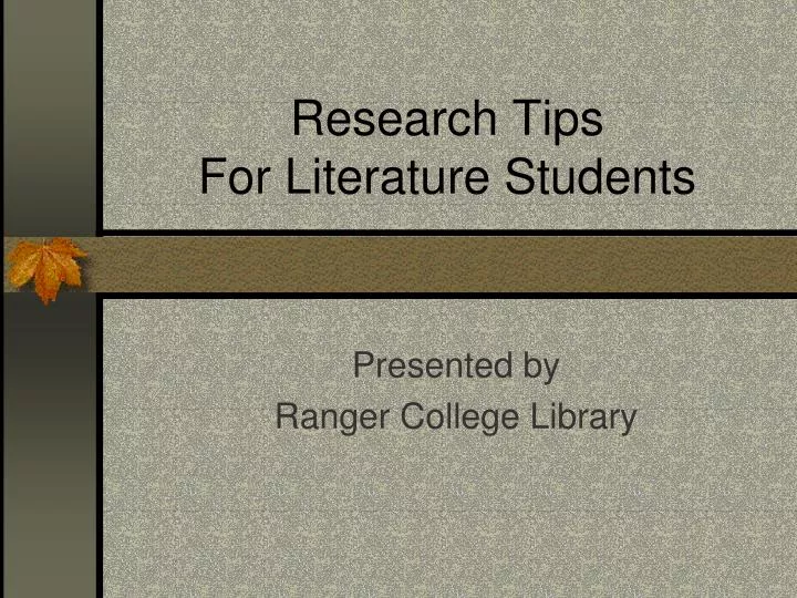 research tips for literature students