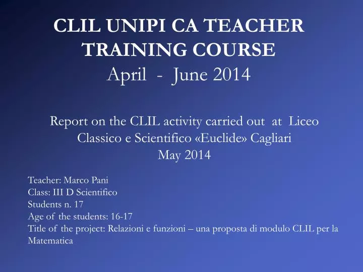 clil unipi ca teacher training course april june 2014