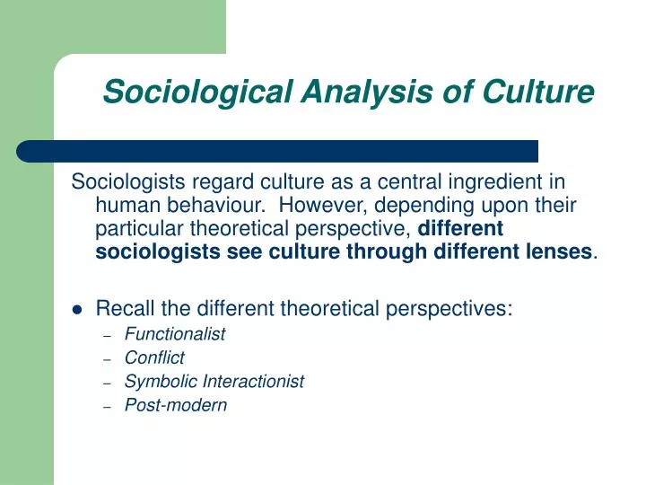 sociological analysis of culture
