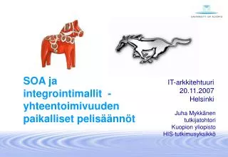soa ja integrointimallit yhteentoimivuuden paikalliset pelis nn t