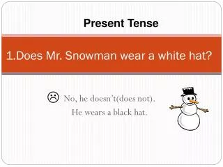 1.Does Mr. Snowman wear a white hat?