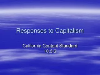 Responses to Capitalism
