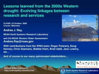 Western Water Assessment sciencepolicy.colorado/wwa