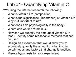 Lab #1- Quantifying Vitamin C