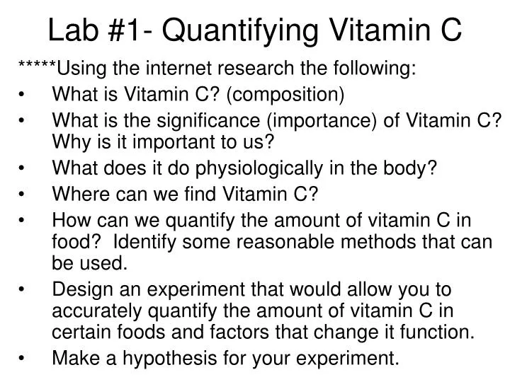 lab 1 quantifying vitamin c