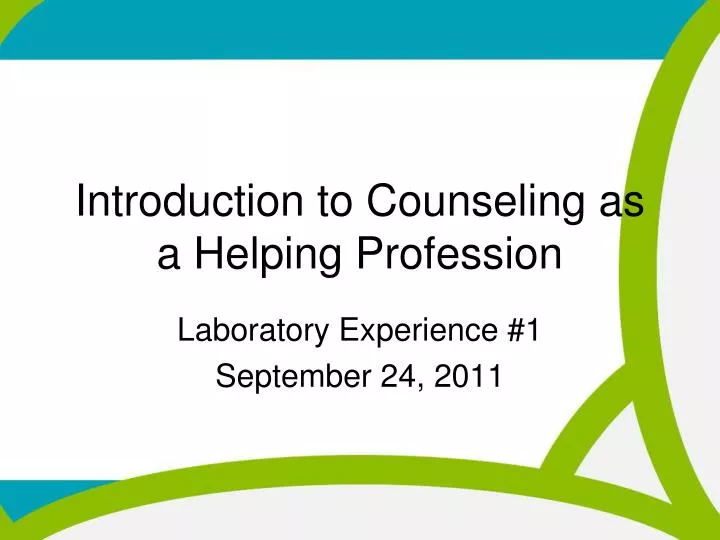 introduction to counseling as a helping profession