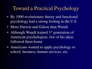 Toward a Practical Psychology