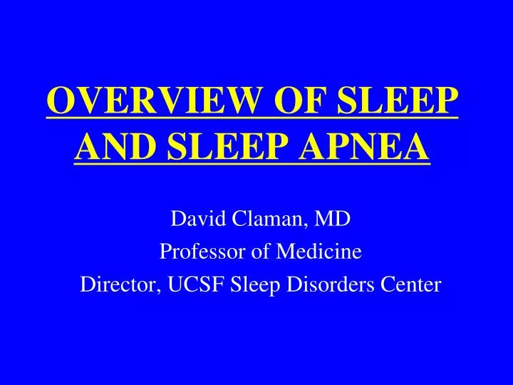 overview of sleep and sleep apnea