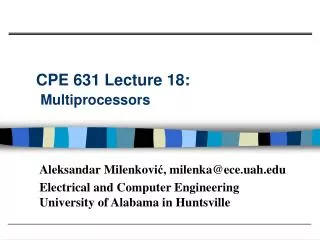 CPE 631 Lecture 18: Multiprocessors