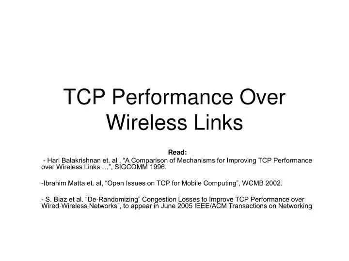 tcp performance over wireless links