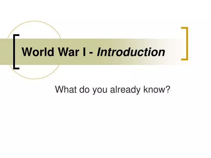 world war i introduction