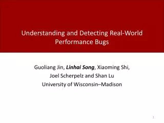 Understanding and Detecting Real-World Performance Bugs