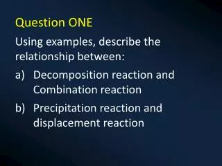 Question ONE Using examples, describe the relationship between: