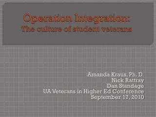 Operation Integration: The culture of student veterans