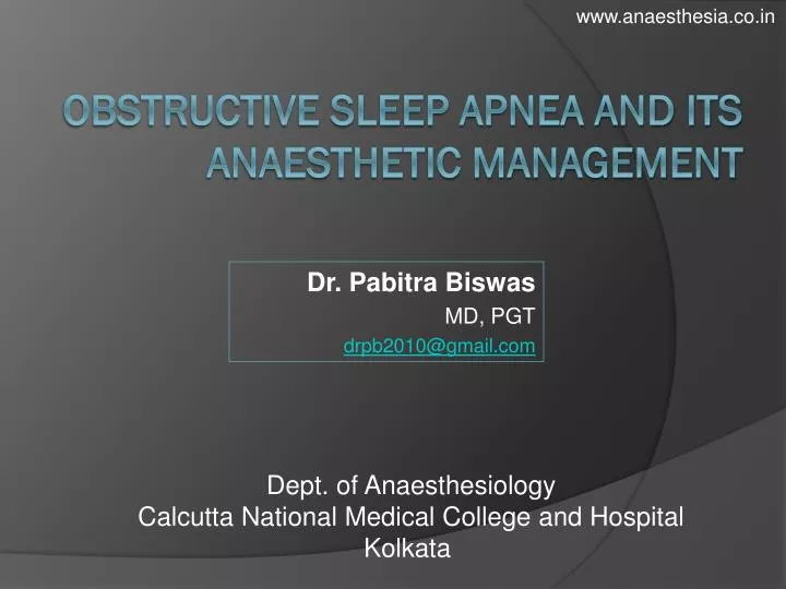 obstructive sleep apnea and its anaesthetic management