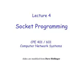 Lecture 4 Socket Programming