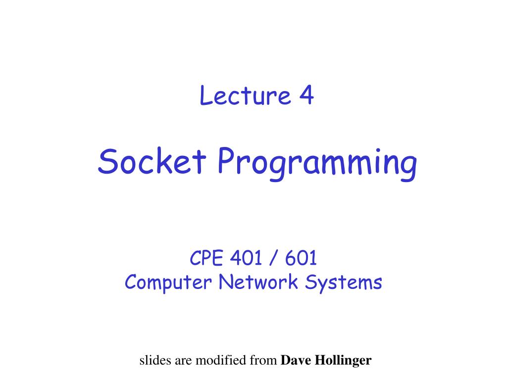 PPT - Lecture 4 Socket Programming PowerPoint Presentation, free ...