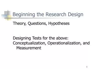 Beginning the Research Design
