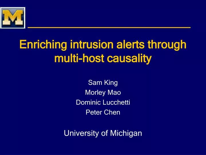 enriching intrusion alerts through multi host causality