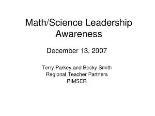 Math/Science Leadership Awareness