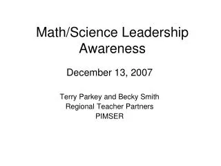 math science leadership awareness