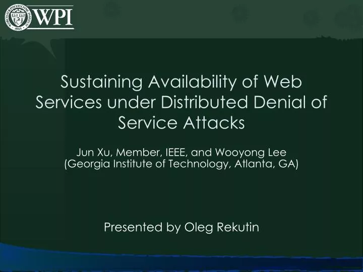 sustaining availability of web services under distributed denial of service attacks