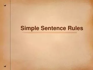Simple Sentence Rules