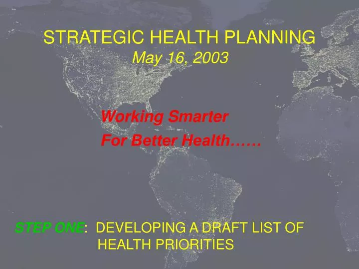 strategic health planning may 16 2003