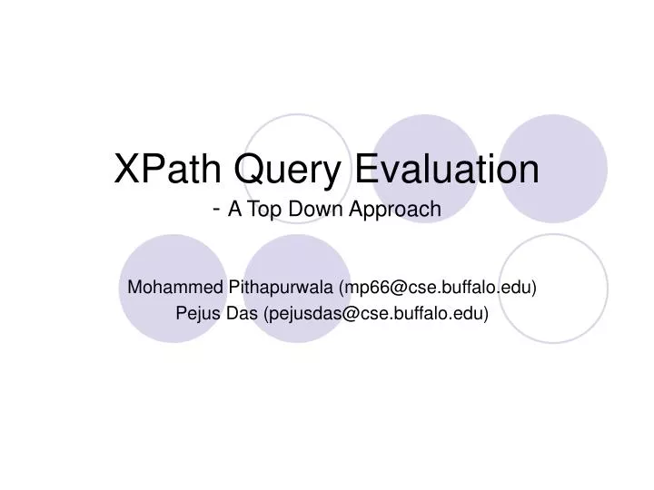 xpath query evaluation a top down approach