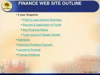 FINANCE WEB SITE OUTLINE