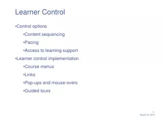 Learner Control