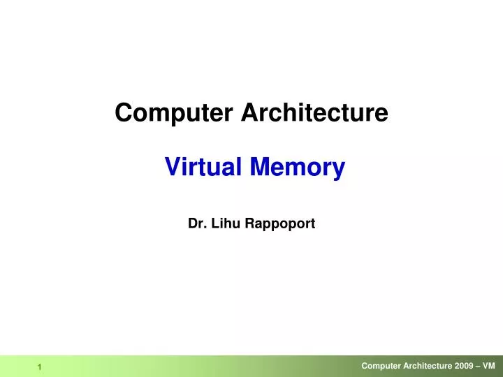 computer architecture virtual memory