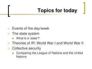 Topics for today