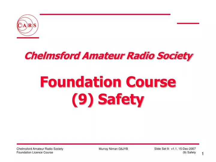 chelmsford amateur radio society foundation course 9 safety