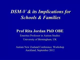 DSM-V &amp; its Implications for Schools &amp; Families