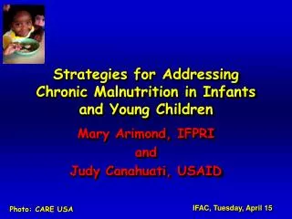 Strategies for Addressing Chronic Malnutrition in Infants and Young Children