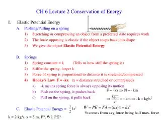 CH 6 Lecture 2 Conservation of Energy