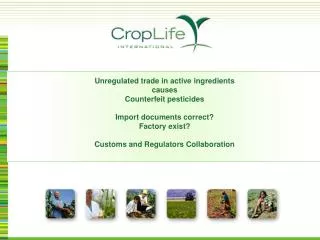 Unregulated trade in active ingredients causes Counterfeit pesticides Import documents correct?