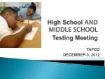 High School AND MIDDLE SCHOOL Testing Meeting - slide 1